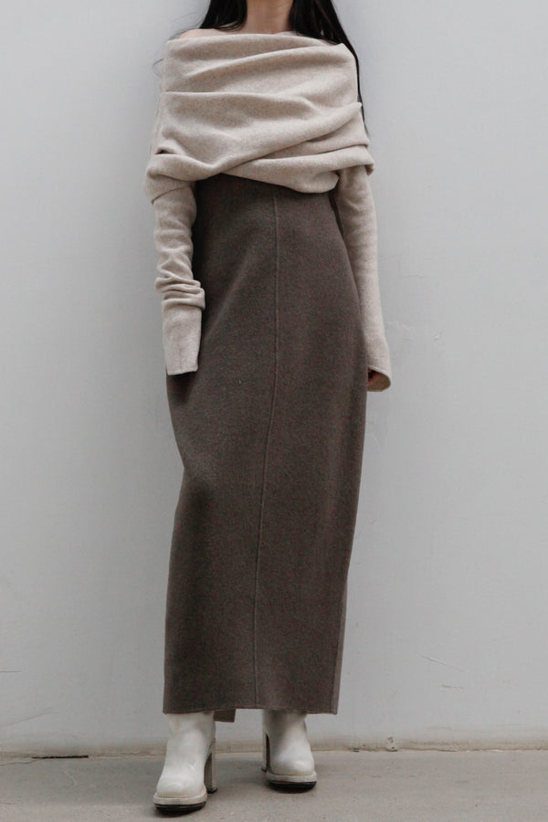 Un Morceau Reversible Wool Stack Neck Oversized Dress UM222LS19 Colorblock PUM41